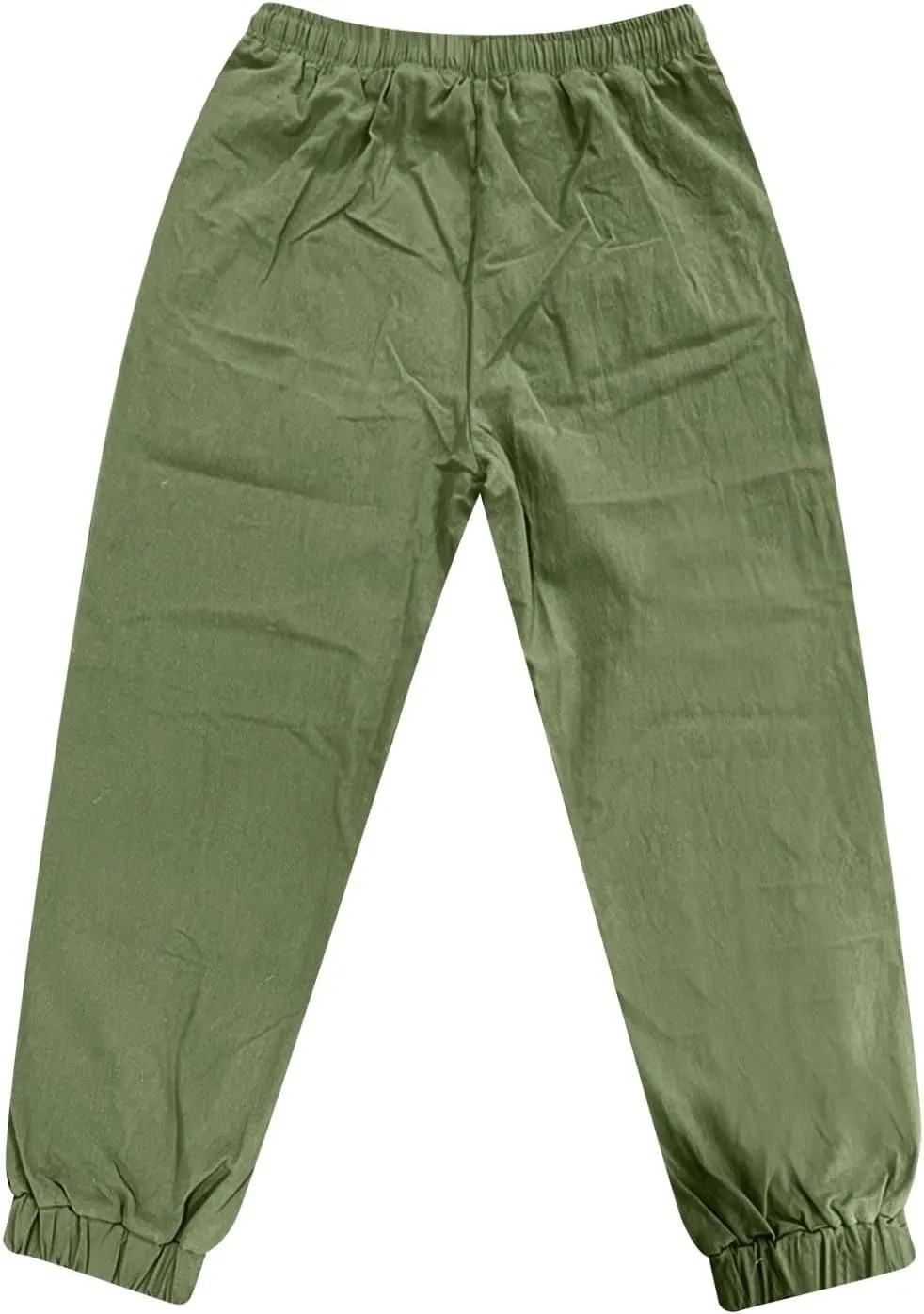 2025 Men's Cotton and Linen Solid Color Pants Drawstring Breathable Slim Fit Pants