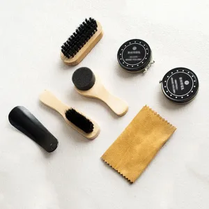 8pcs Shoe Shine Polish Cleaning Care Brushes Cloth Kit Travel With Case Shoe Shine Care Kit Shoe Care Kit