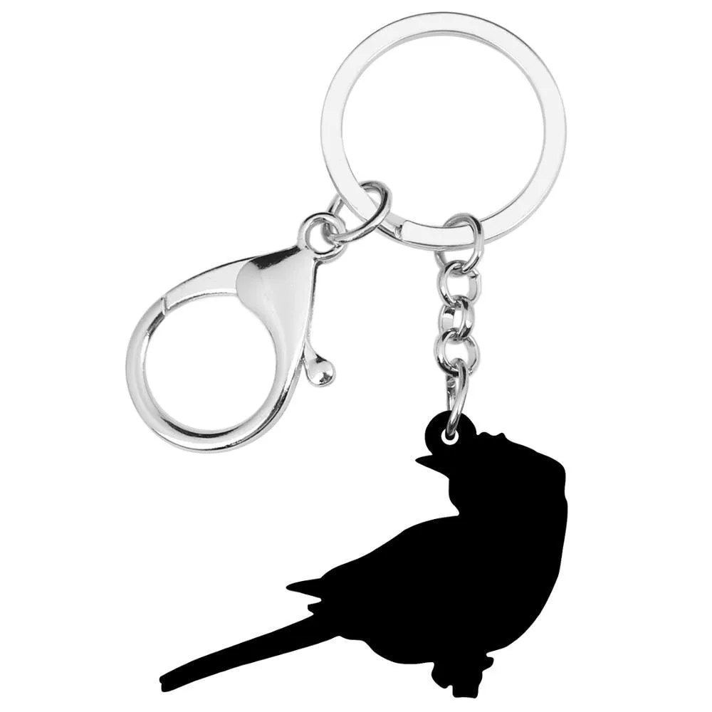 Acrylic Marbled Wood Quail Realistic Bird Animal Keychains Keyring Jewelry