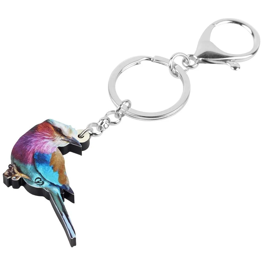 Acrylic Marbled Wood Quail Realistic Bird Animal Keychains Keyring Jewelry
