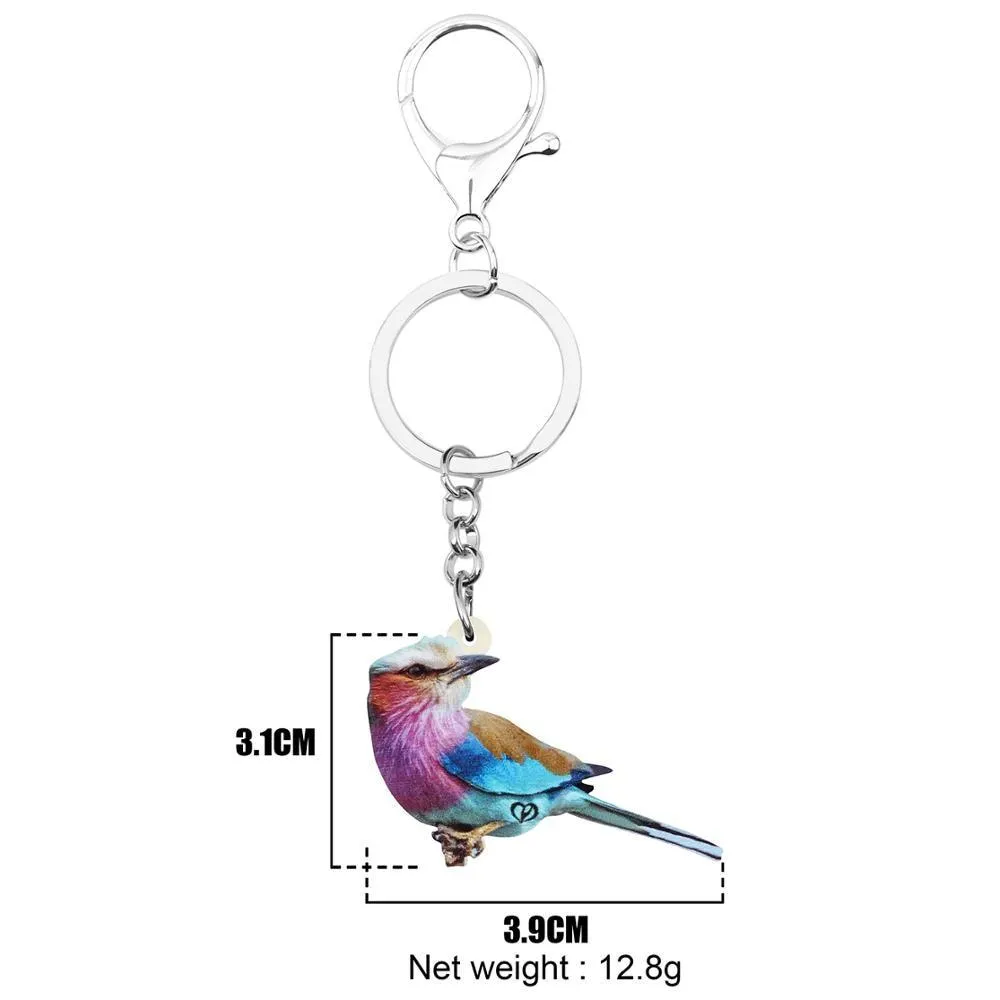 Acrylic Marbled Wood Quail Realistic Bird Animal Keychains Keyring Jewelry