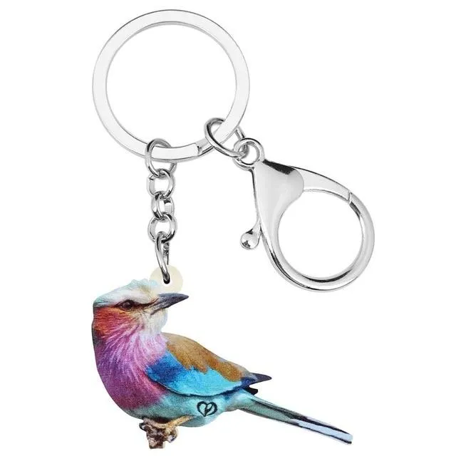 Acrylic Marbled Wood Quail Realistic Bird Animal Keychains Keyring Jewelry