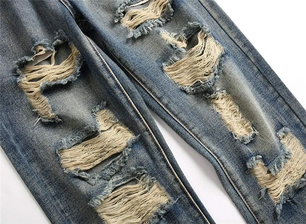 AITITIA Men's Ripped Regular Fit Jeans