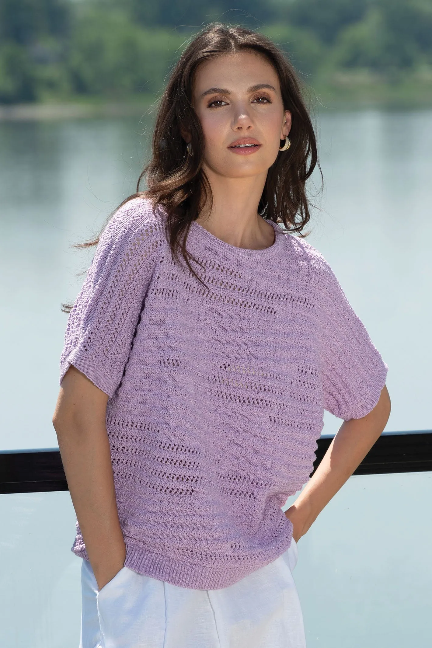 Alison Sheri A45108 Lilac Short Sleeve Jumper