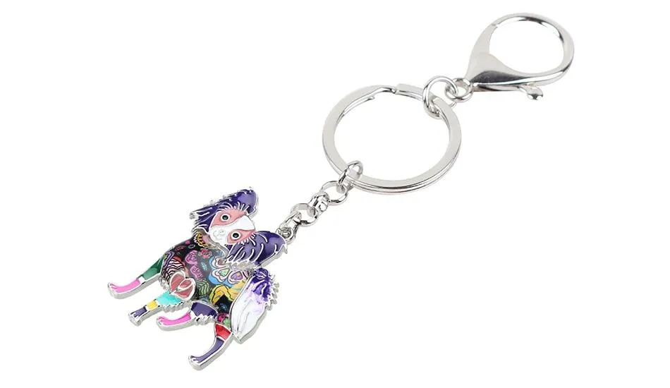 Alloy Enamel Papillon Dog Animal Pendant Statement Keychain Jewelry