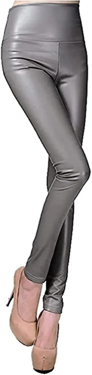 ARJOSA Women's Faux Leather Leggings High Waist Tights Skinny Pants