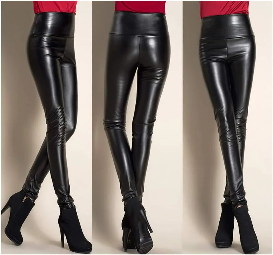 ARJOSA Women's Faux Leather Leggings High Waist Tights Skinny Pants