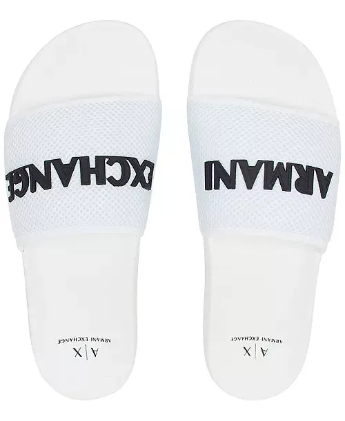 ARMANI EXCHANGE Men's Logo on Mesh Slides Sandals