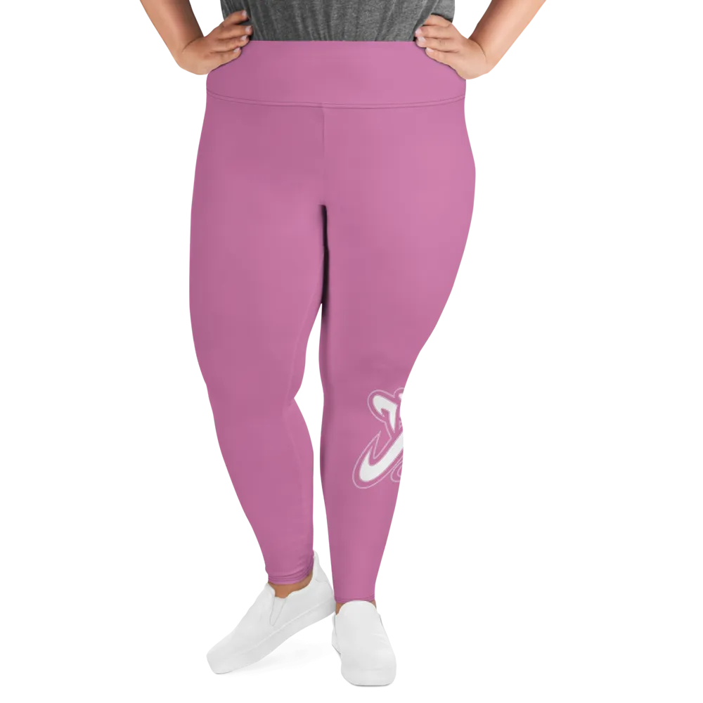 Athletic Apparatus Pink 1 White logo V3 Plus Size Leggings