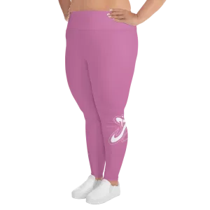 Athletic Apparatus Pink 1 White logo V3 Plus Size Leggings