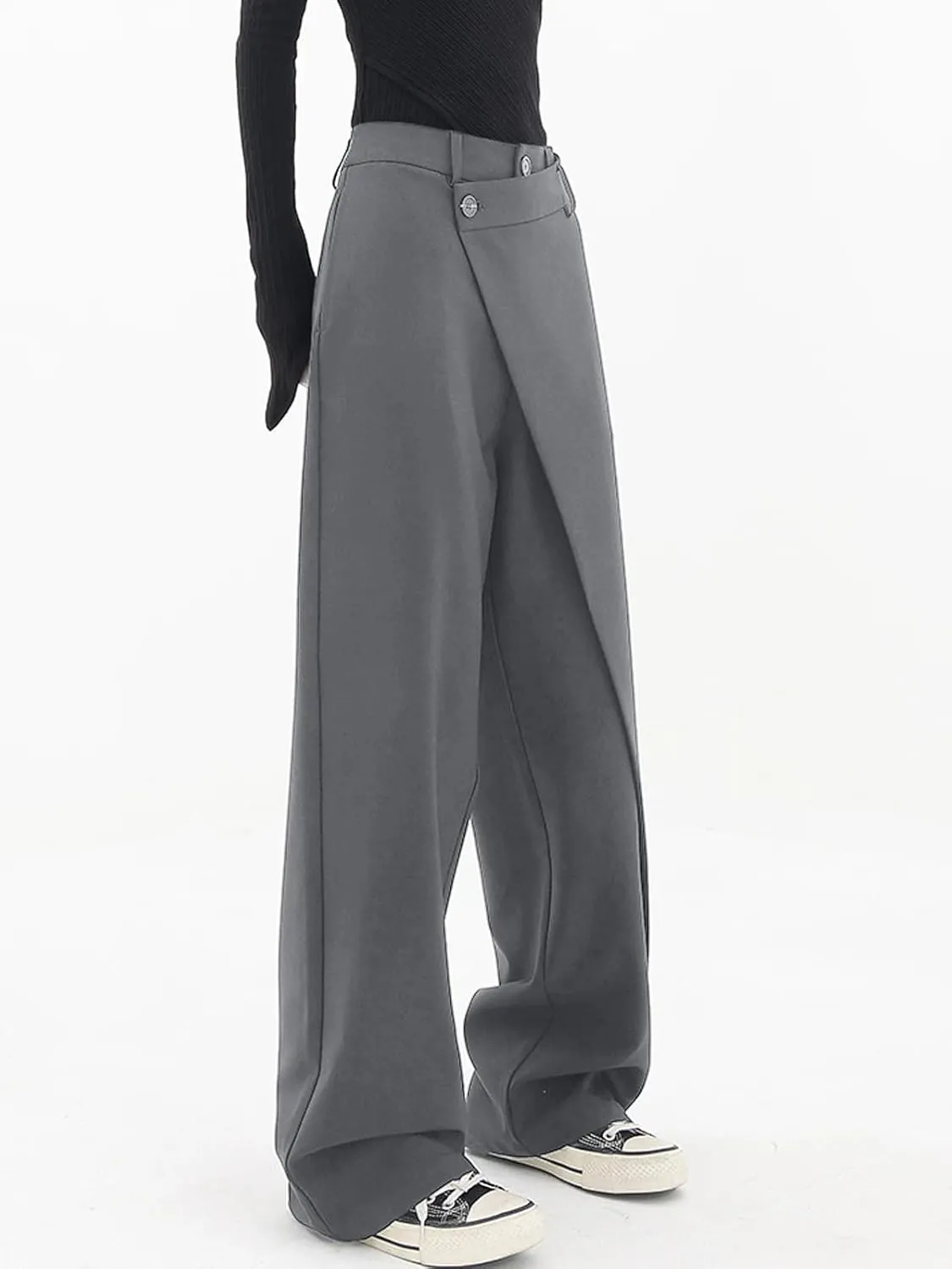 BAIMORE Women's Casual Asymmetrical High Waist Straight Leg Office Suit Pants