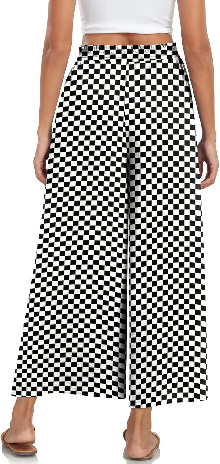 Bestbee Women's Palazzo Pants Dressy Casual Wide Leg Slacks Elastic Waist with Pockets