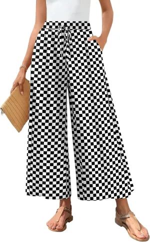 Bestbee Women's Palazzo Pants Dressy Casual Wide Leg Slacks Elastic Waist with Pockets