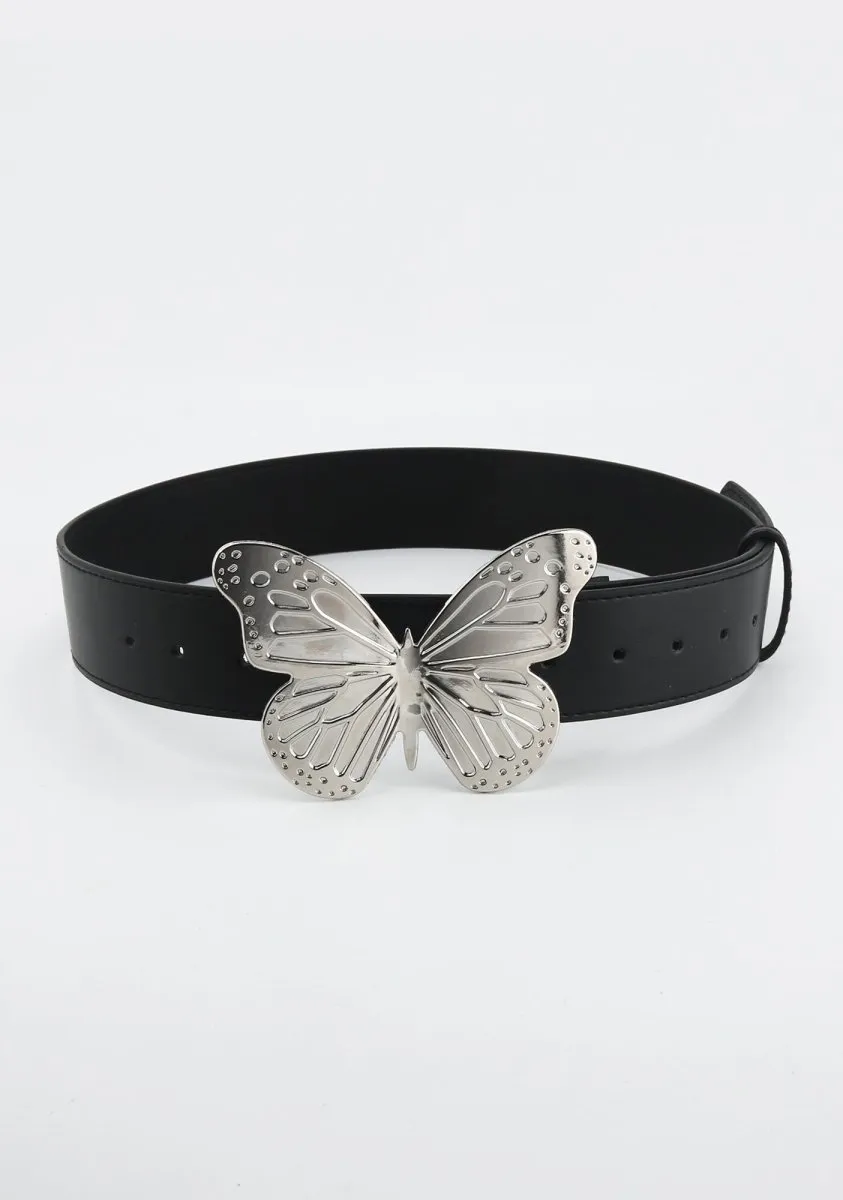Big Butterfly Leather Buckle Belt