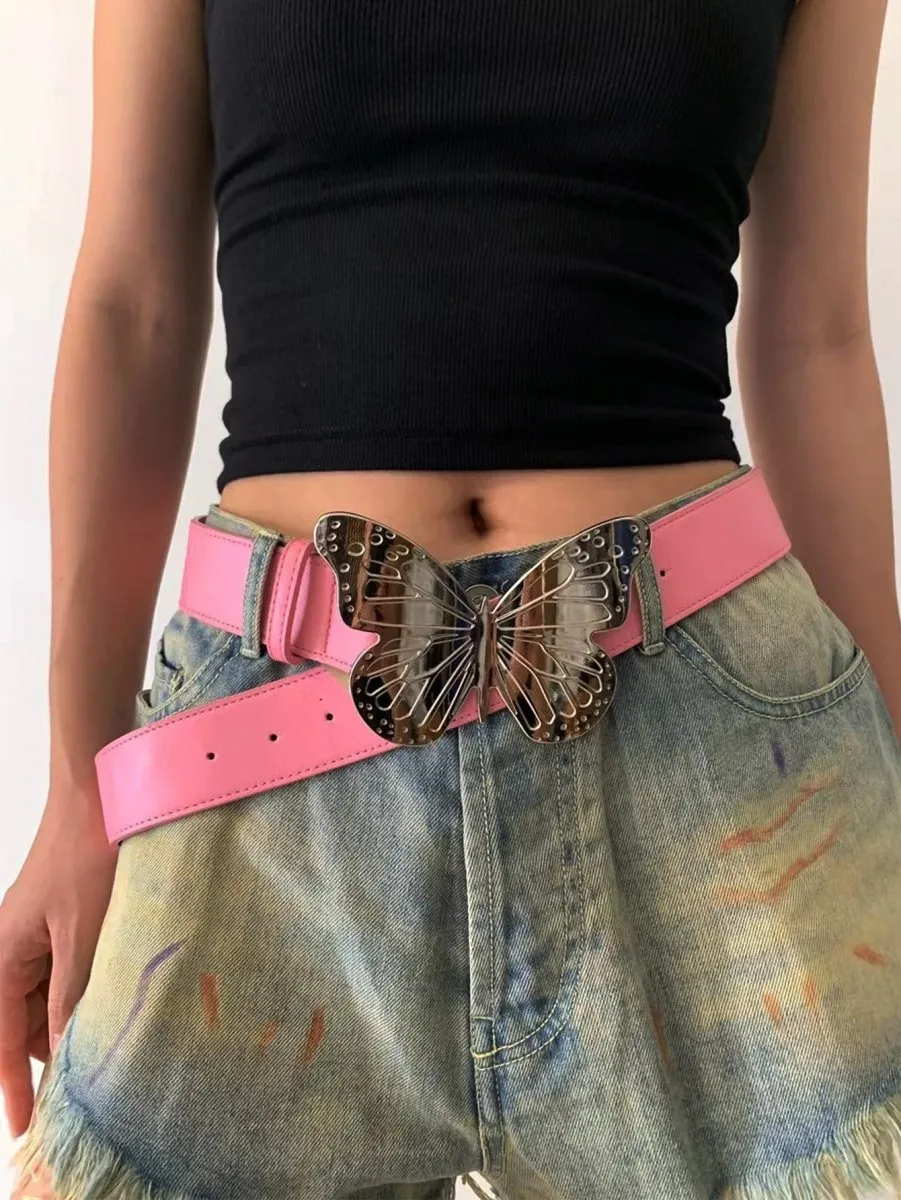 Big Butterfly Leather Buckle Belt