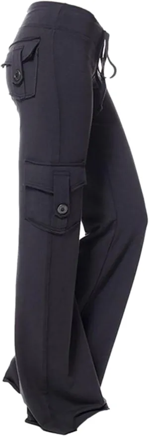 Binmer High Waist Baggy Cargo Pants for Womens Stretch Legs Trousers Casual Loose Plus Size Workout Sweatpants with Pocket