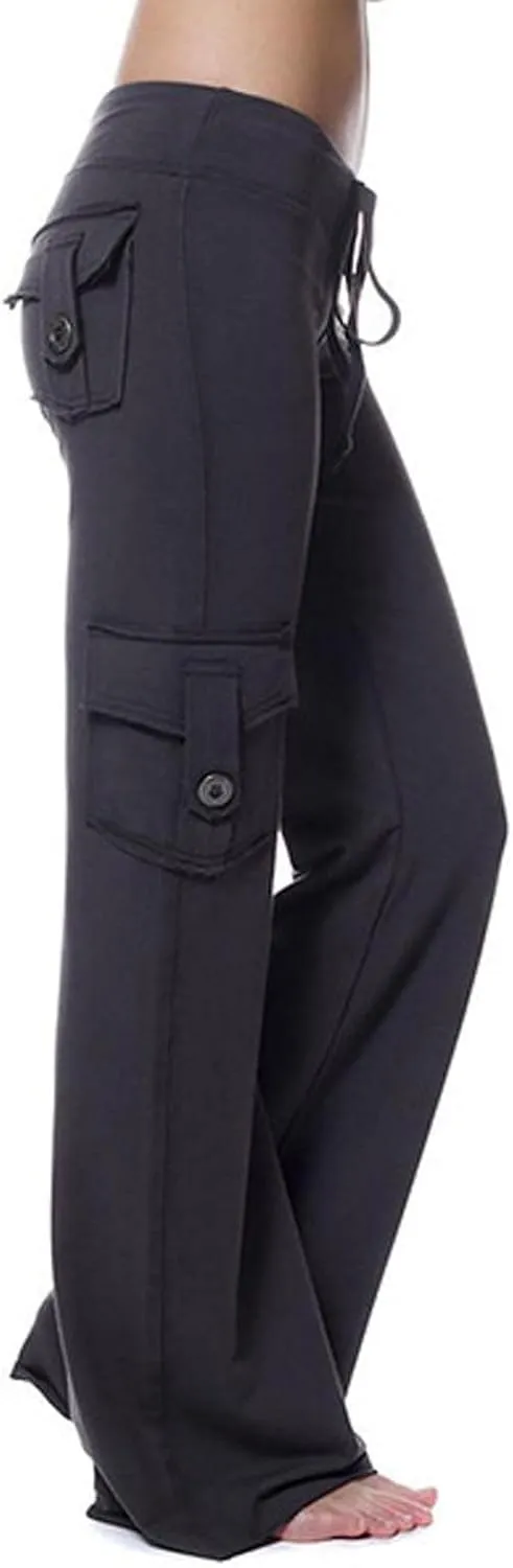 Binmer High Waist Baggy Cargo Pants for Womens Stretch Legs Trousers Casual Loose Plus Size Workout Sweatpants with Pocket