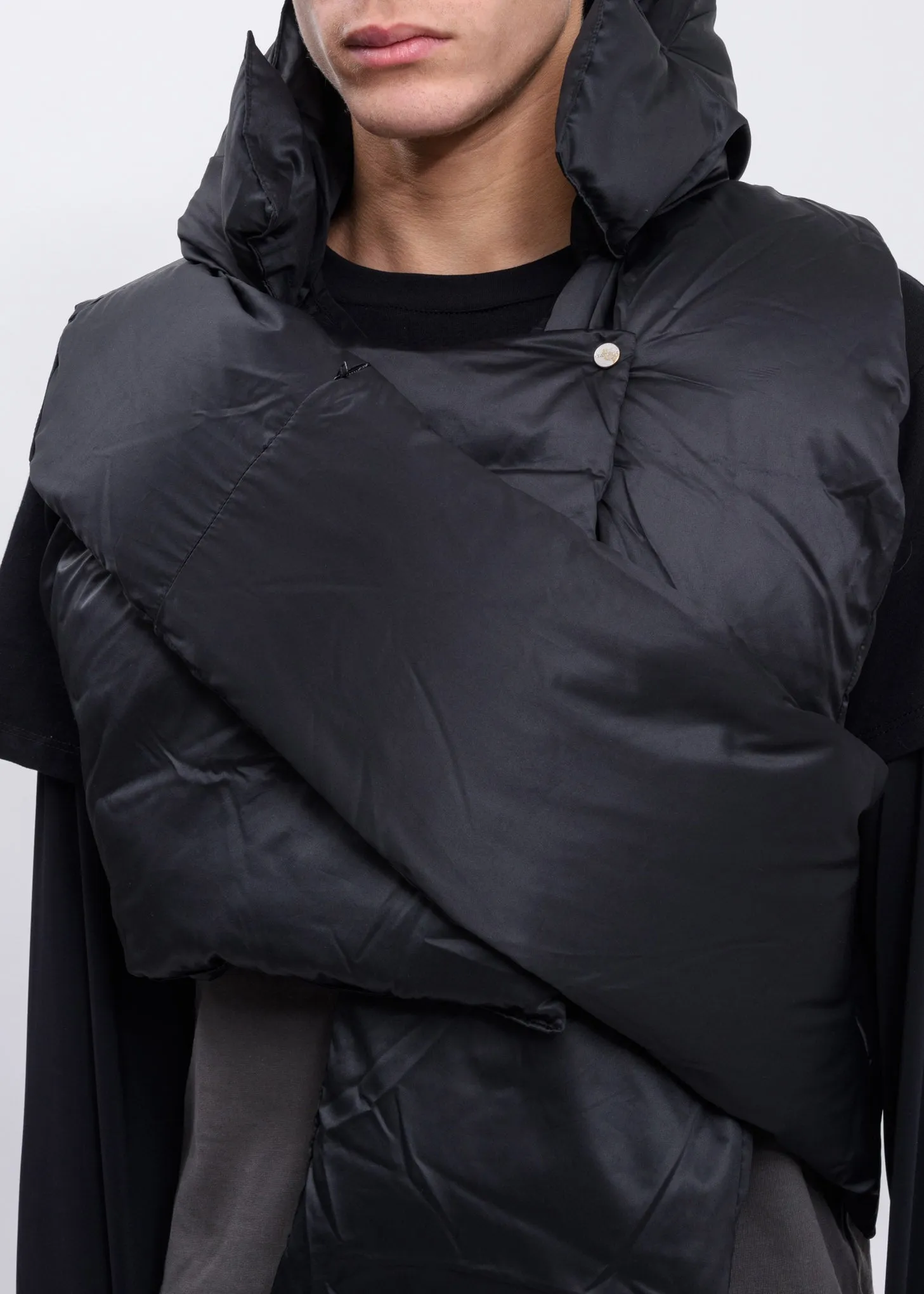 Black Down Hooded Vest