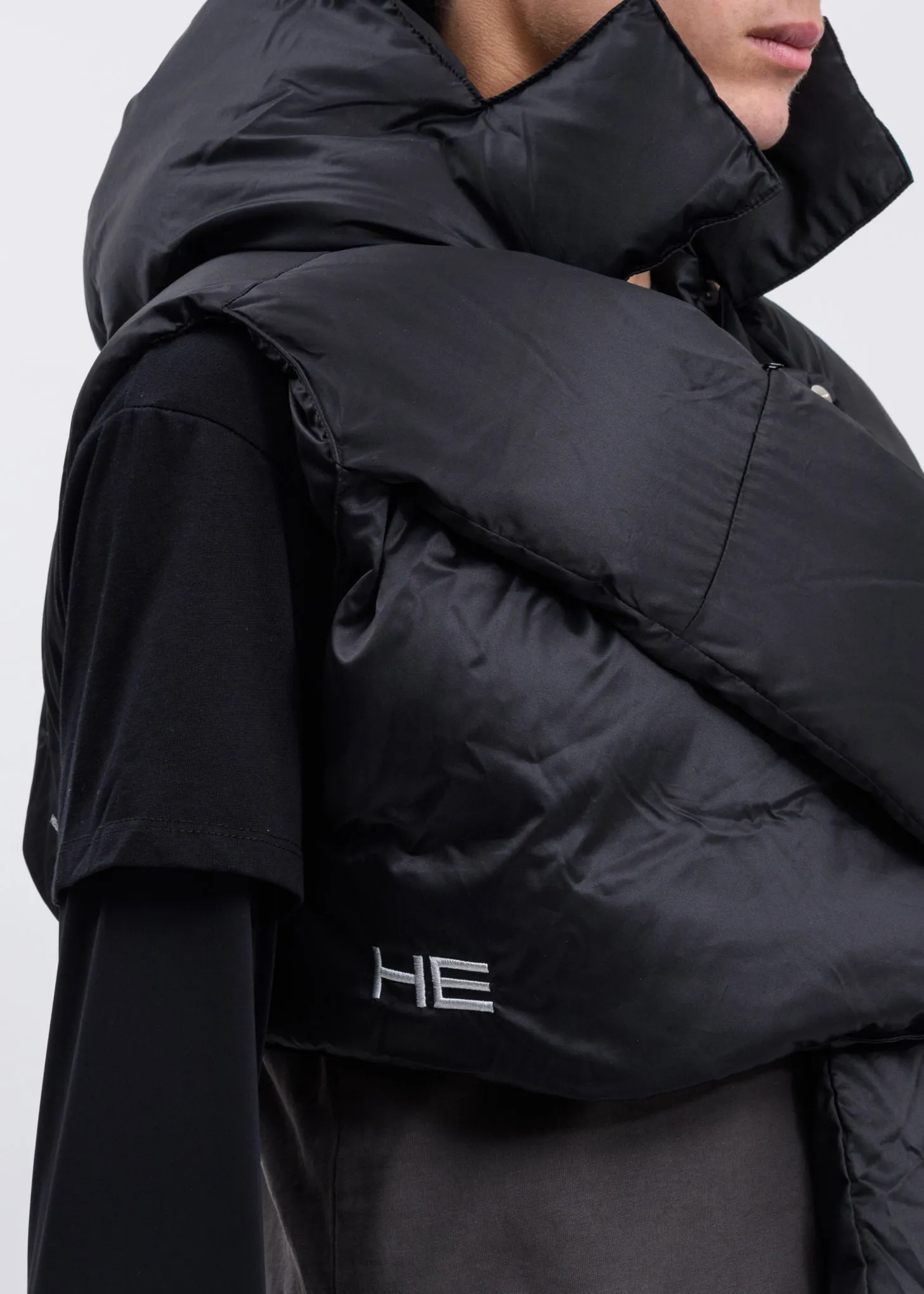 Black Down Hooded Vest