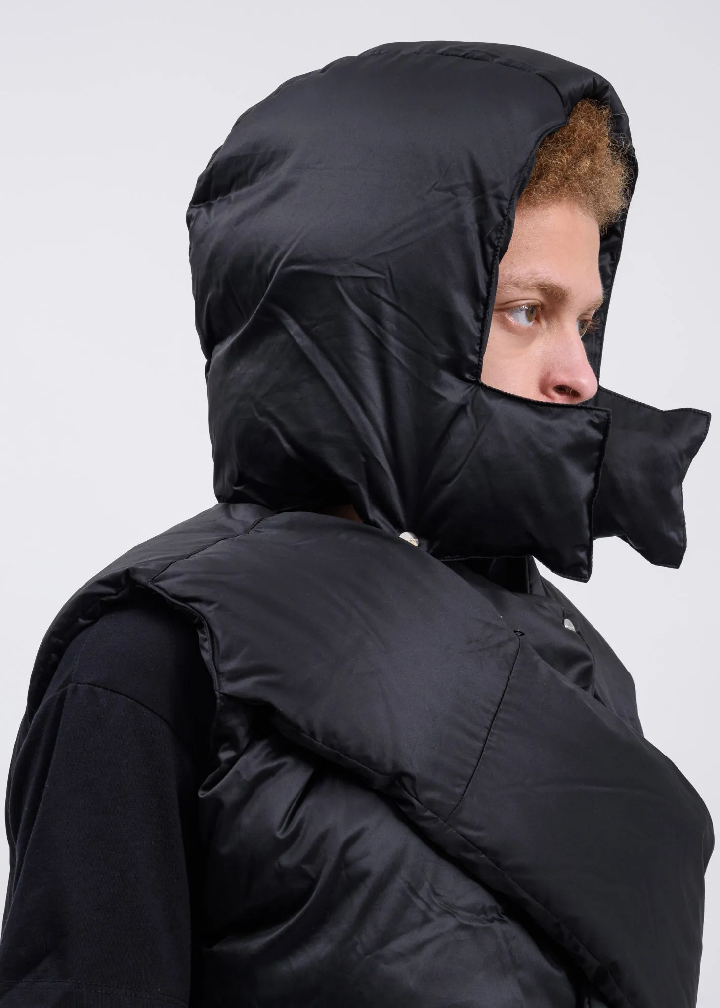 Black Down Hooded Vest