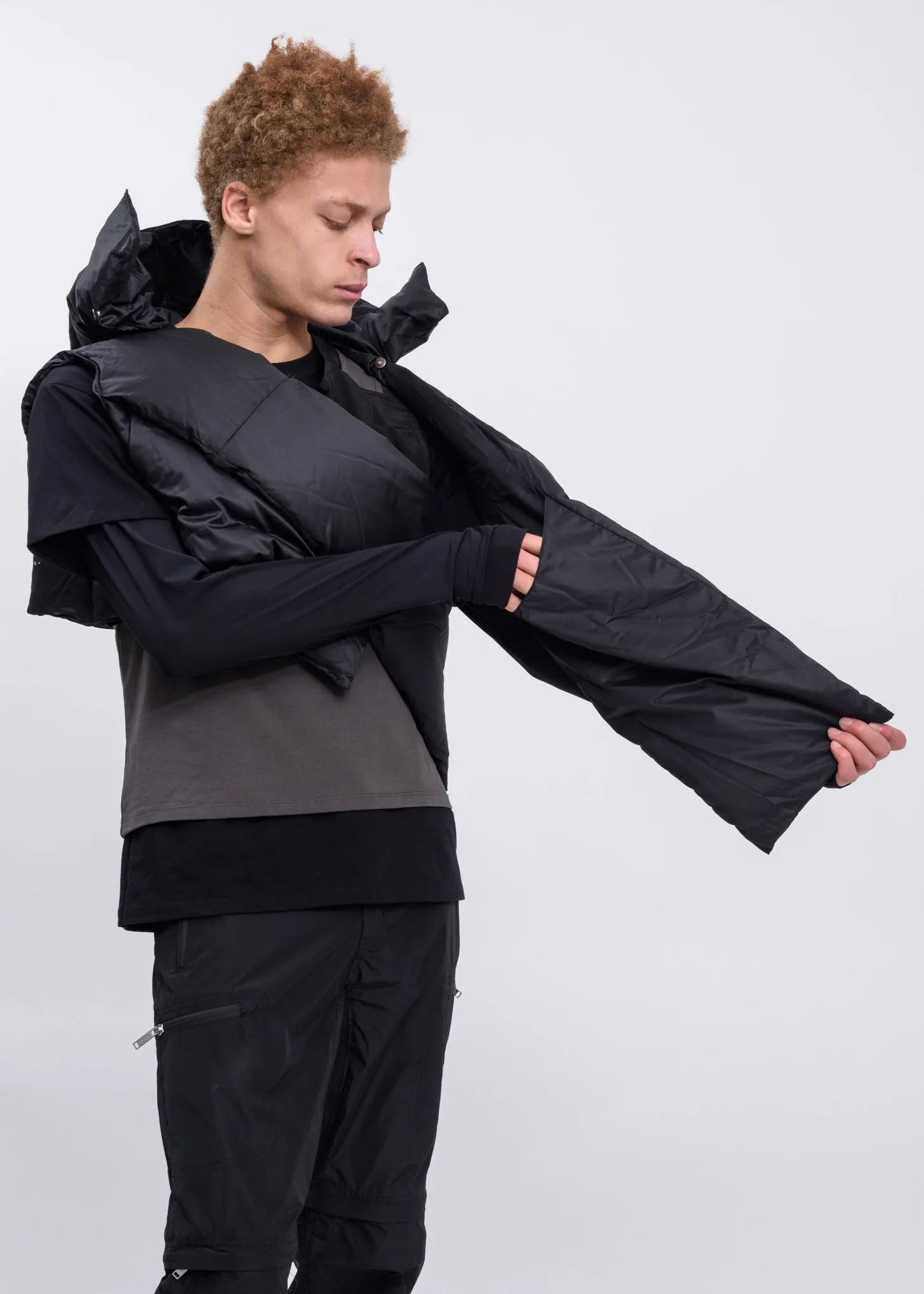 Black Down Hooded Vest