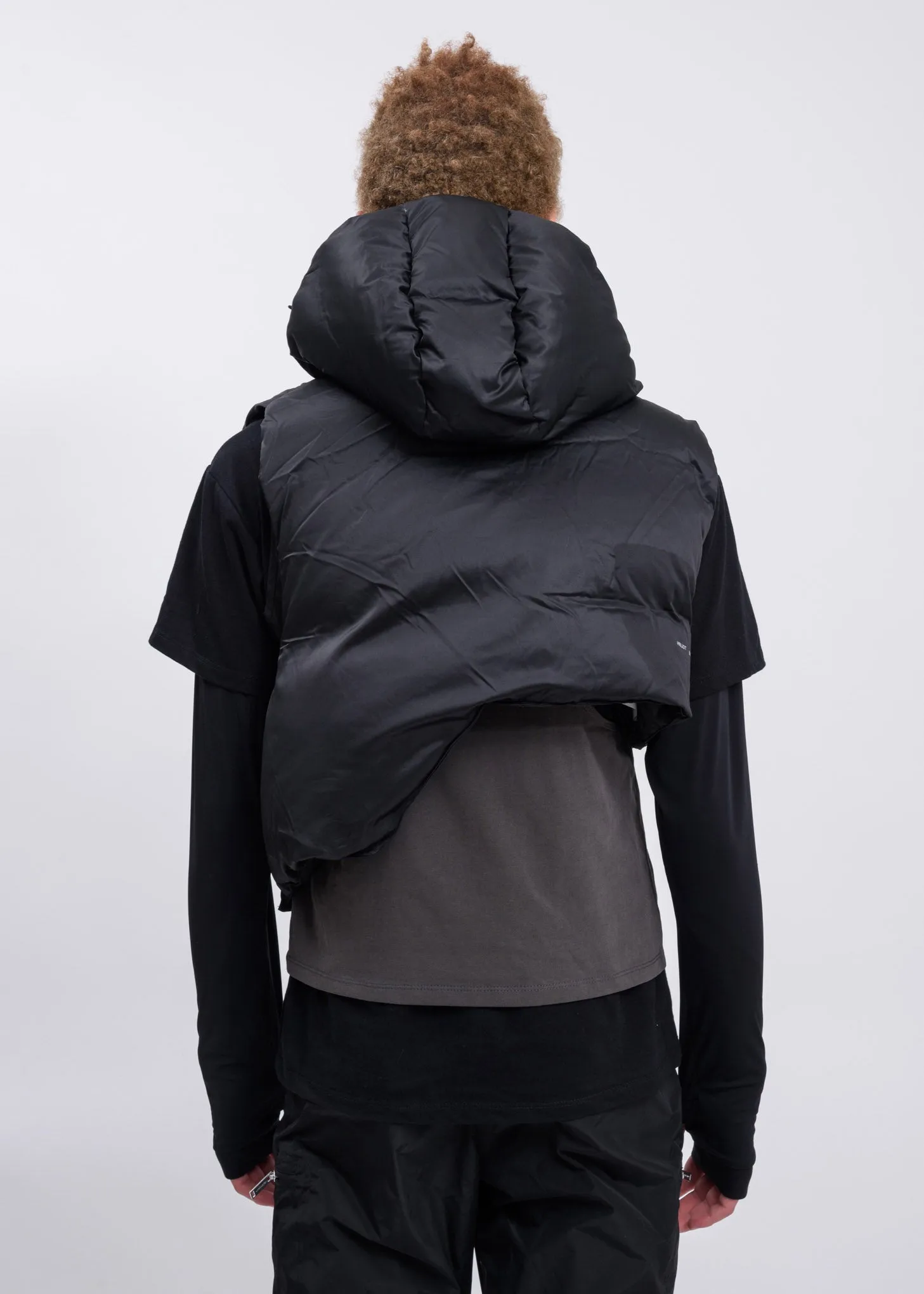 Black Down Hooded Vest