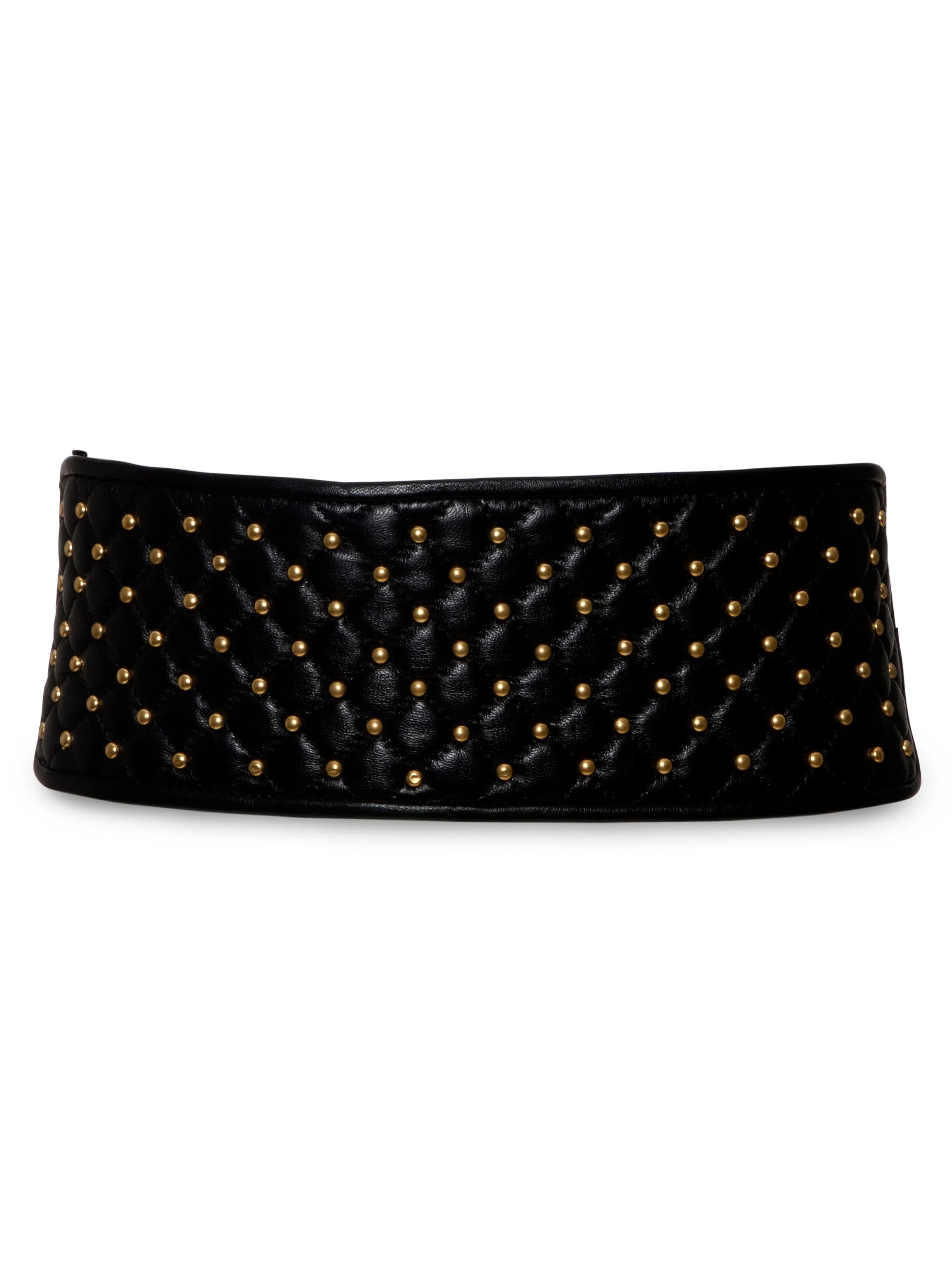 Black Leather Belt With Embossed Fastening Button