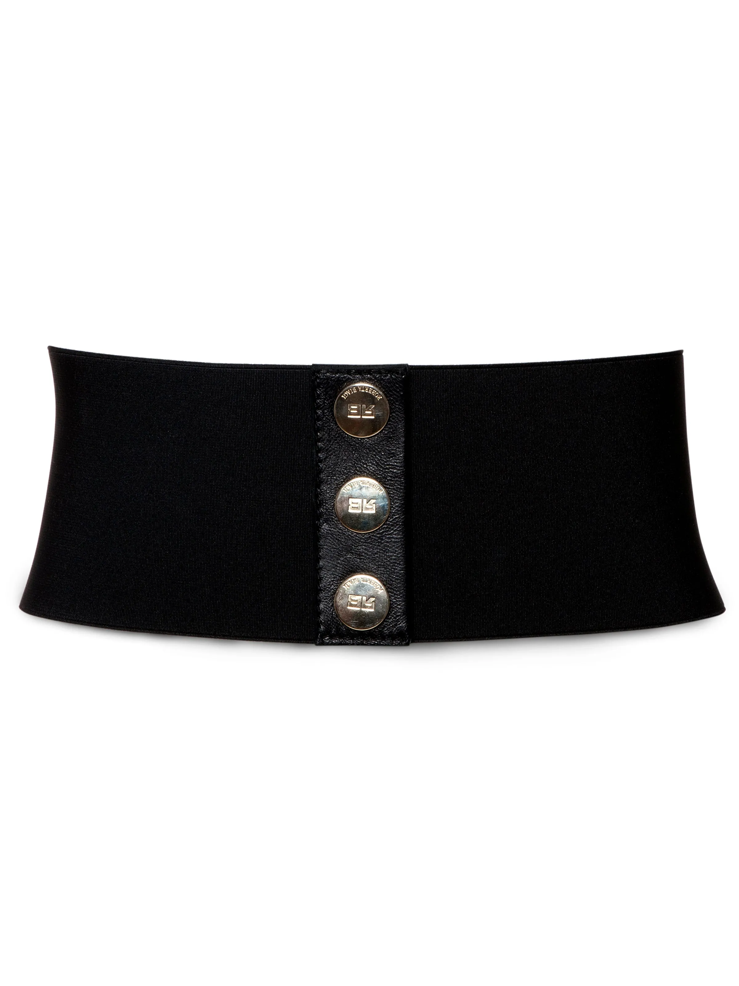 Black Leather Belt With Embossed Fastening Button