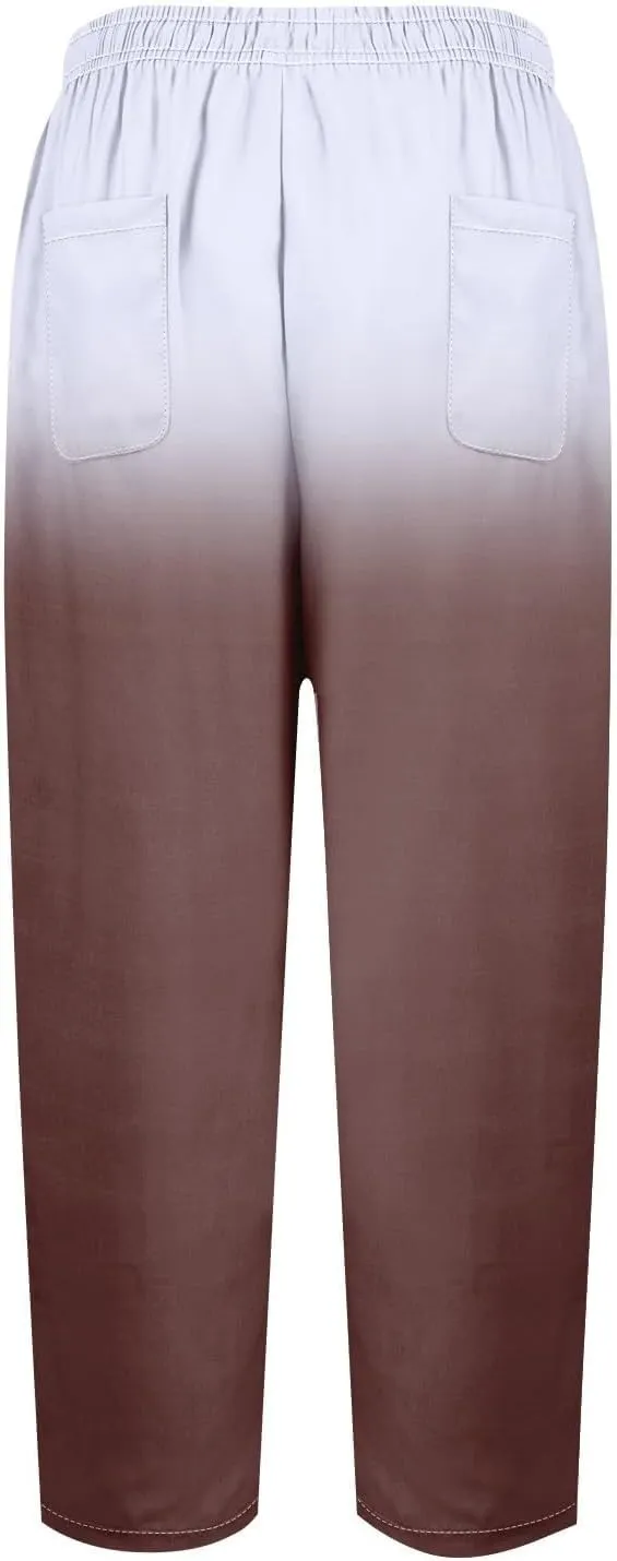 Black Leggings Women Color Cotton Linen Elastic Seven Pants Beach Casual Pants Loose Cotton Linen Palazzo