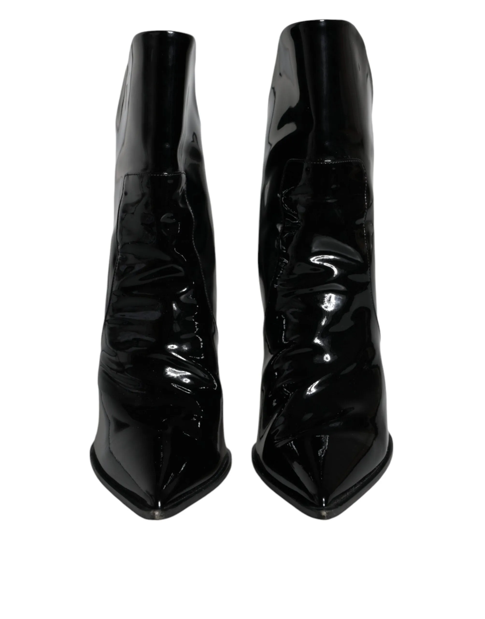 Black Patent Leather Pointed Ankle Boot Shoes