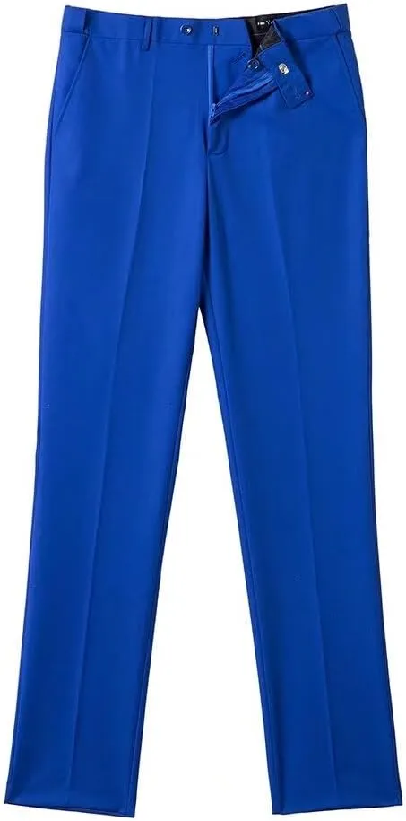 Bofan Mens Suit Pants Expandable-Waist Flat Front Straight Fit Suit Trousers for Men