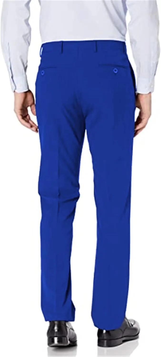 Bofan Mens Suit Pants Expandable-Waist Flat Front Straight Fit Suit Trousers for Men