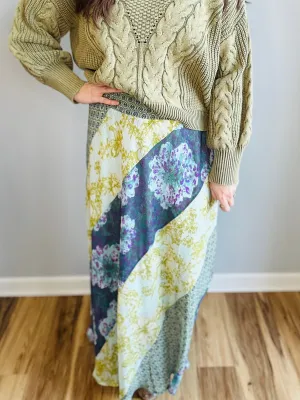 Bohemian Patchwork Midi Skirt
