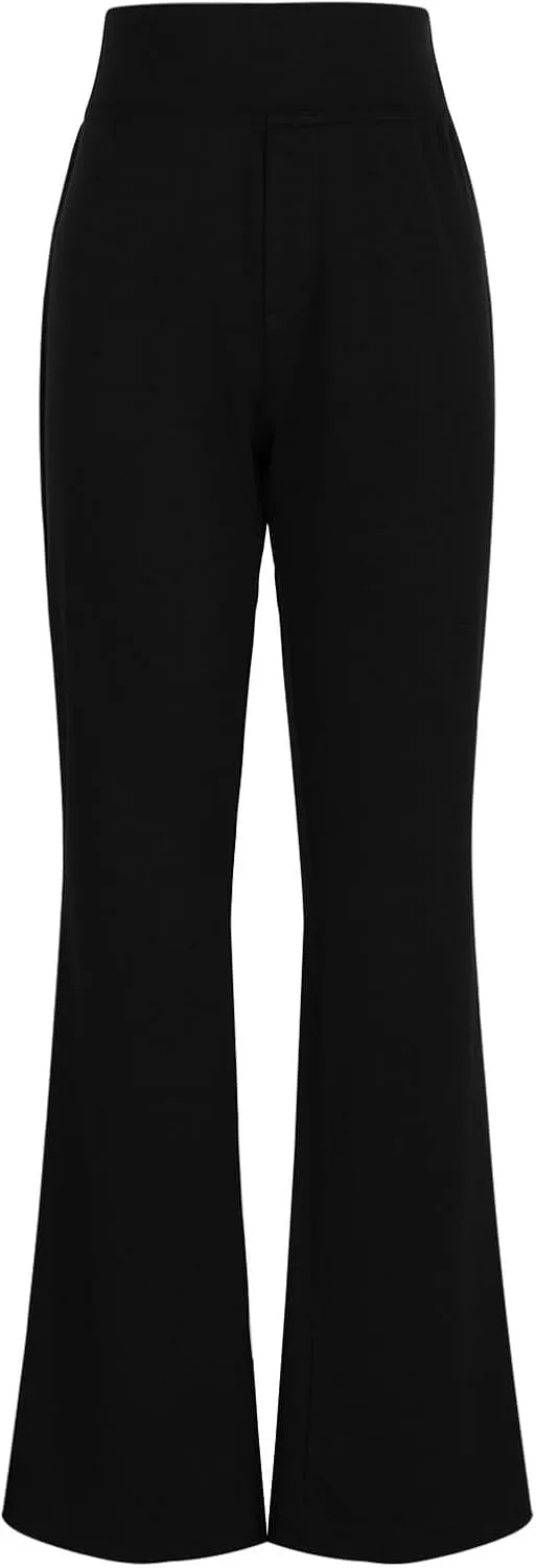 Bootcut Dress Pants for Women Solid High Waisted Straight Pant Regular Business Casual Work Trousers with Pockets