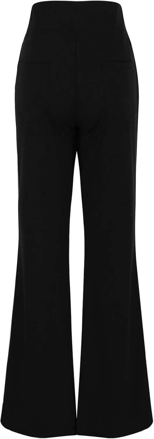 Bootcut Dress Pants for Women Solid High Waisted Straight Pant Regular Business Casual Work Trousers with Pockets