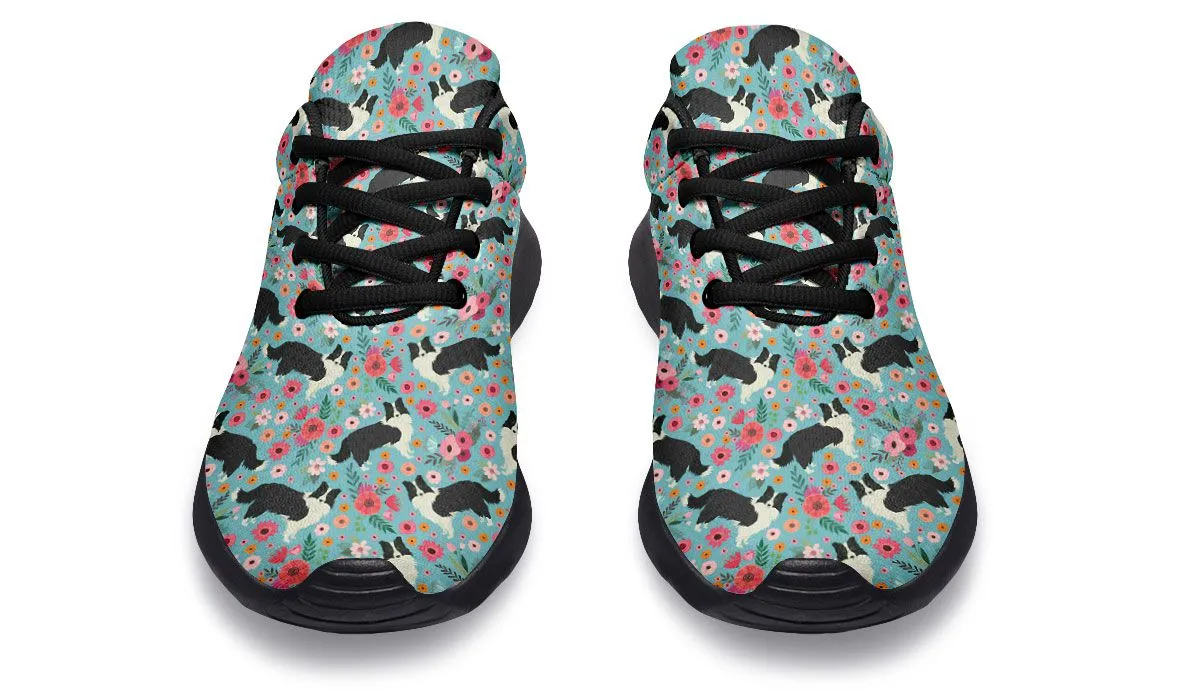 Border Collie Flower Athletic Sneakers
