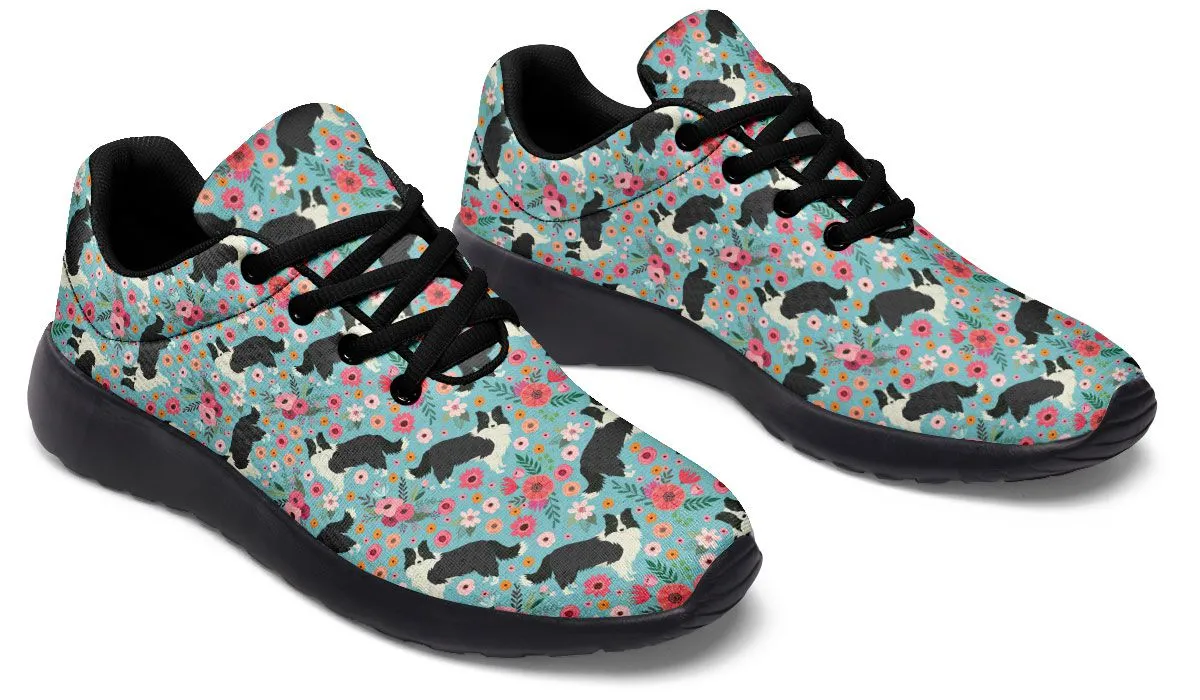 Border Collie Flower Athletic Sneakers