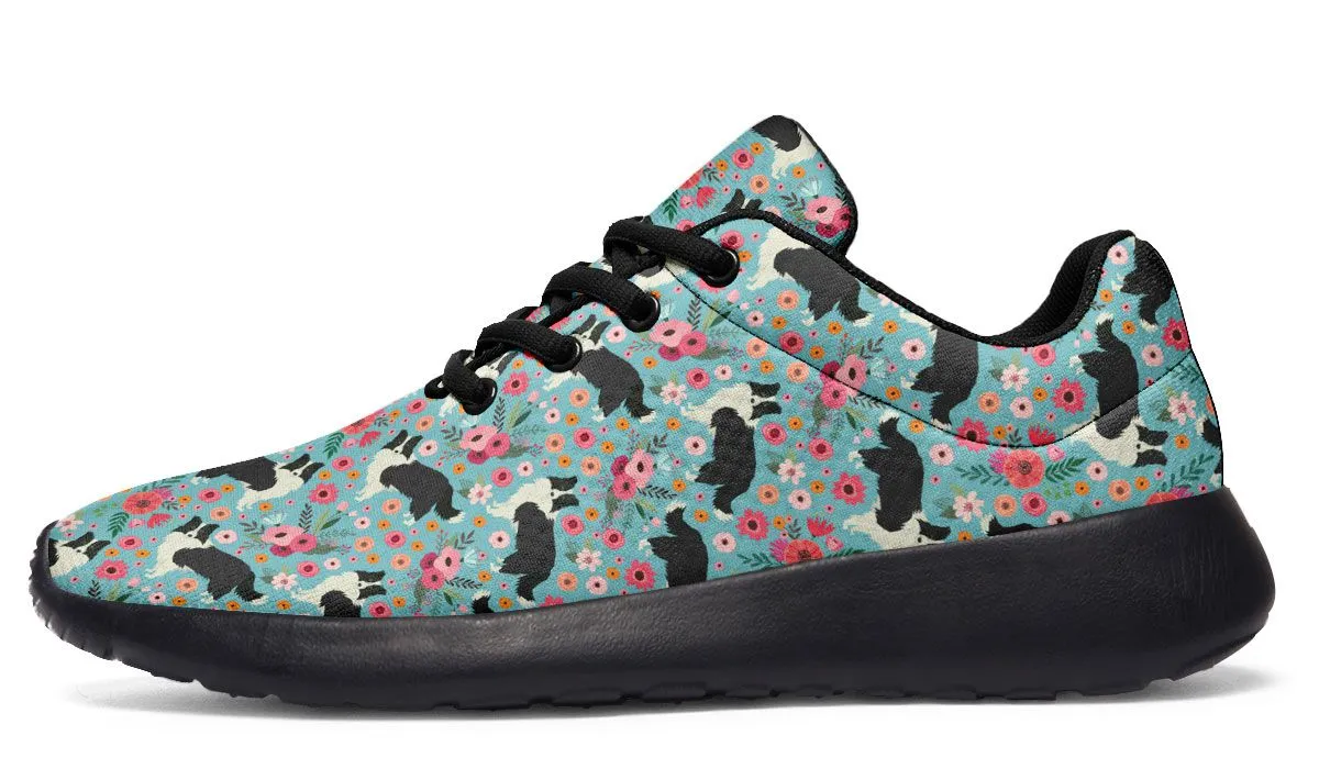 Border Collie Flower Athletic Sneakers