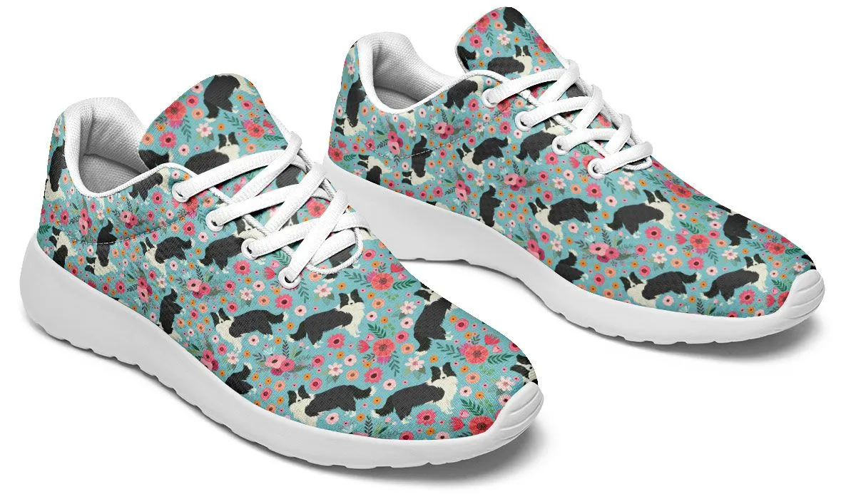 Border Collie Flower Athletic Sneakers