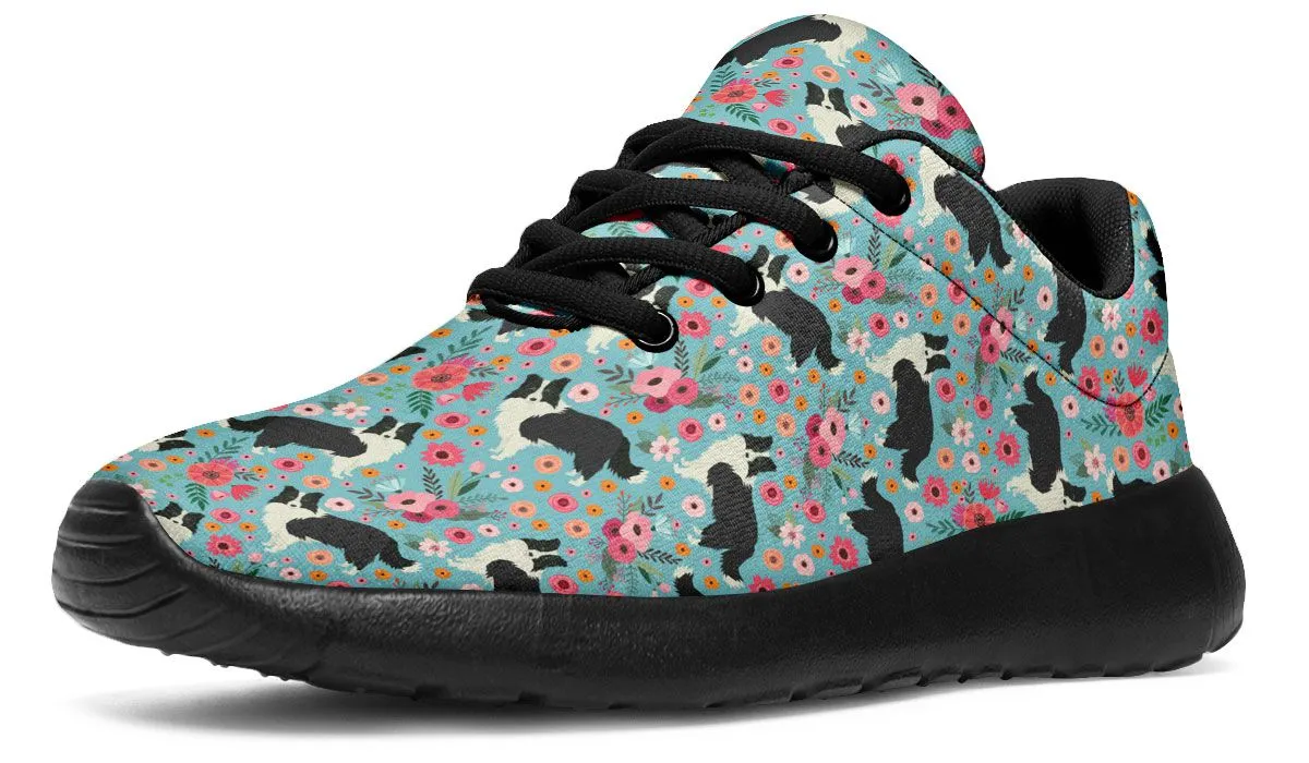 Border Collie Flower Athletic Sneakers