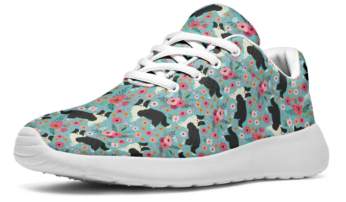 Border Collie Flower Athletic Sneakers