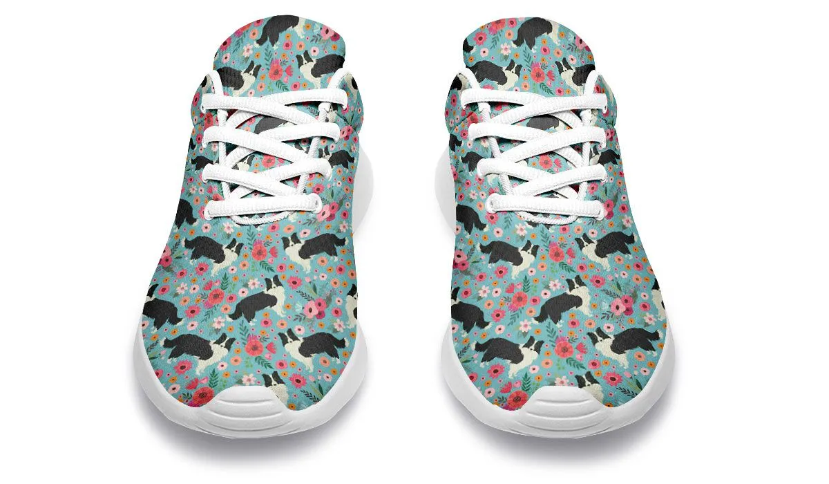 Border Collie Flower Athletic Sneakers