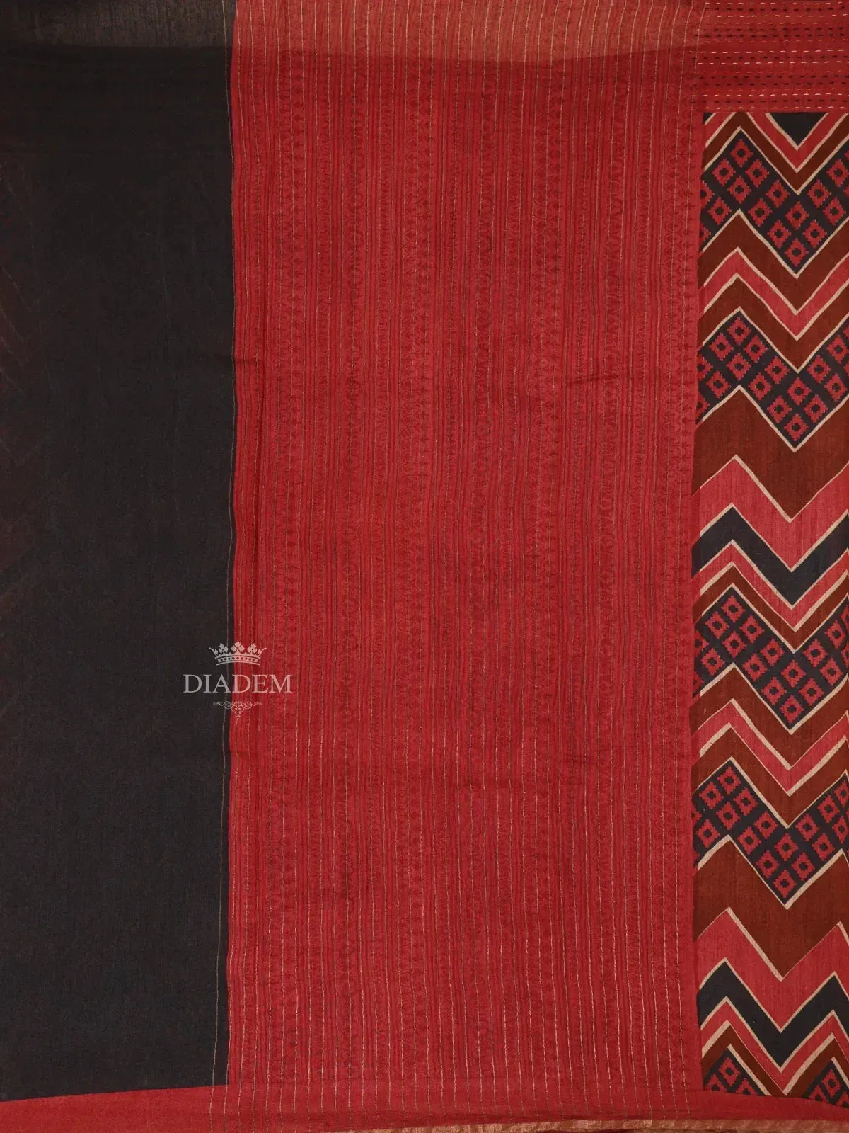 Brown Banarasi Saree with  Chevron and Diamond Design on the Body with Matching Border