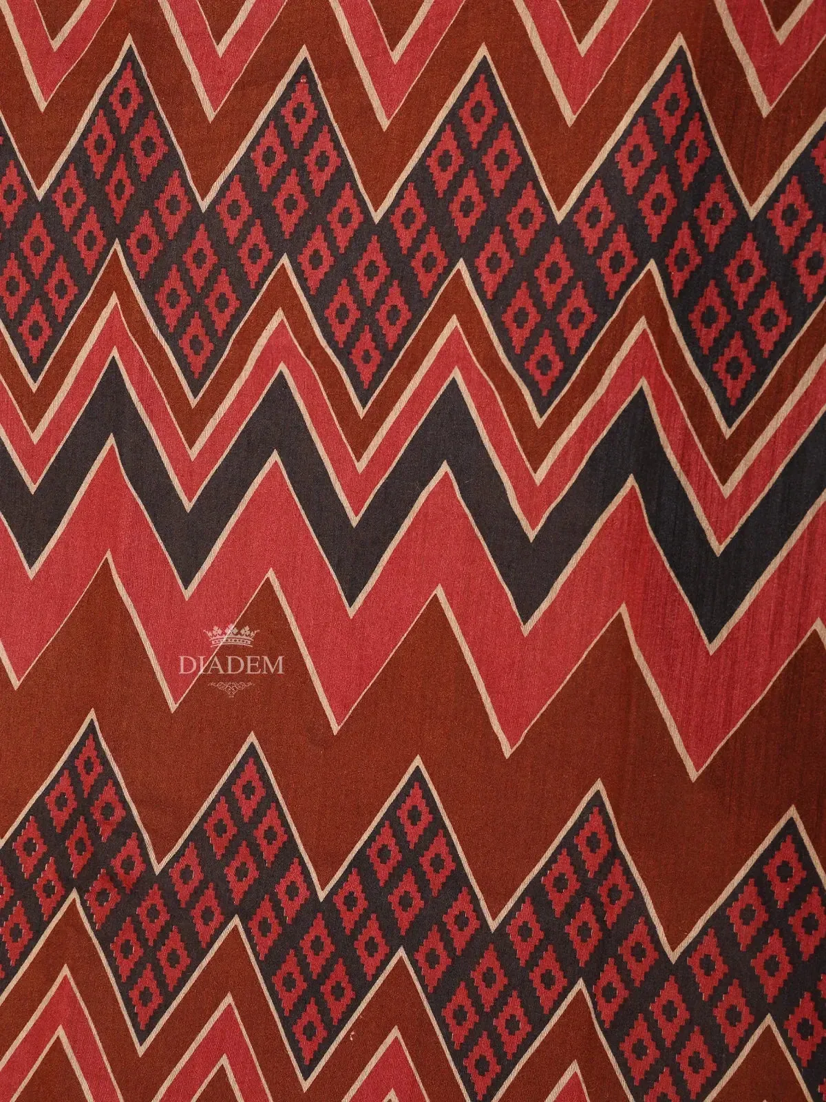 Brown Banarasi Saree with  Chevron and Diamond Design on the Body with Matching Border