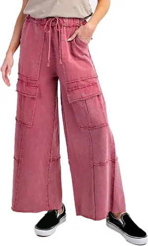 Cargo Jeans for Women Casual Baggy High Waisted Drawstring Wide Leg Jeans Lightweight Flowy Y2K Palazzo Pants with Pockets
