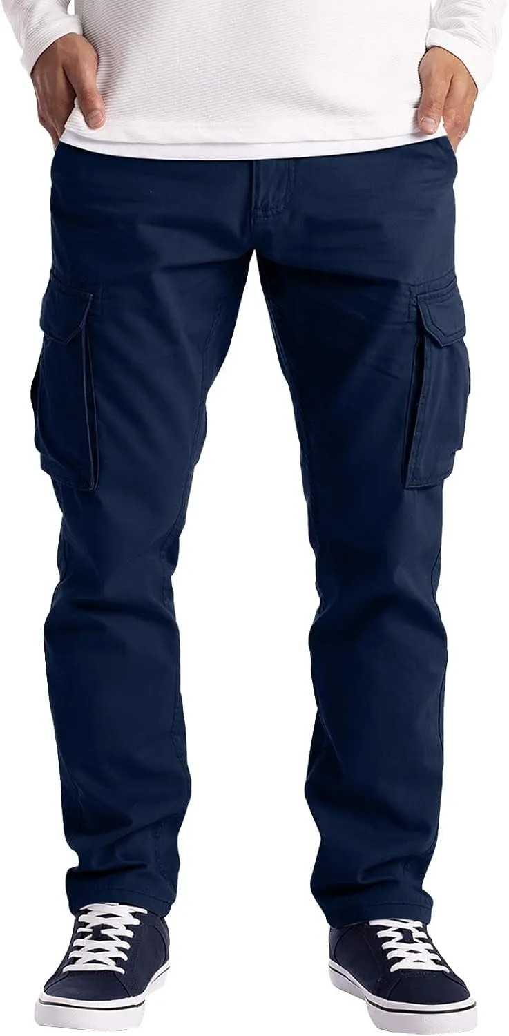 Cargo Pants for Men Big and Tall Men's Heavyweight Fleece Cargo Sweatpants Men's Jogger Pants Drawstring Gym Running