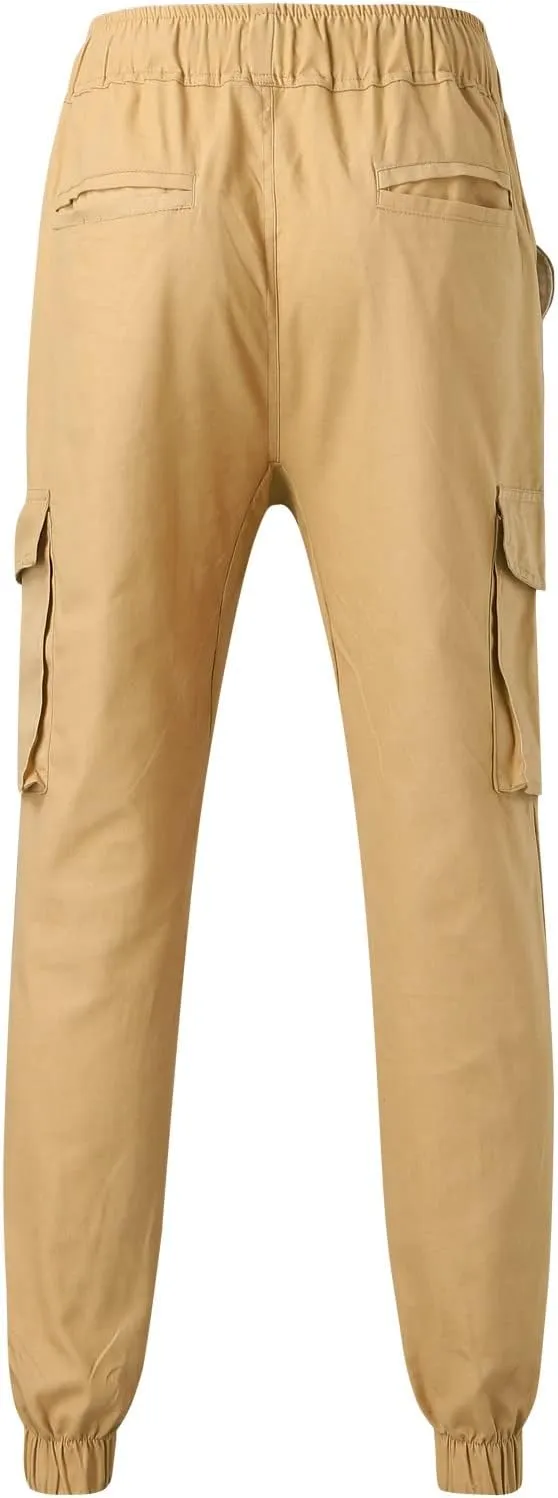 Cargo Pants for Men Big and Tall, Sports Outdoor Trousers Mens Sweatpants with Zipper Fly Tapered Gym Running Workout