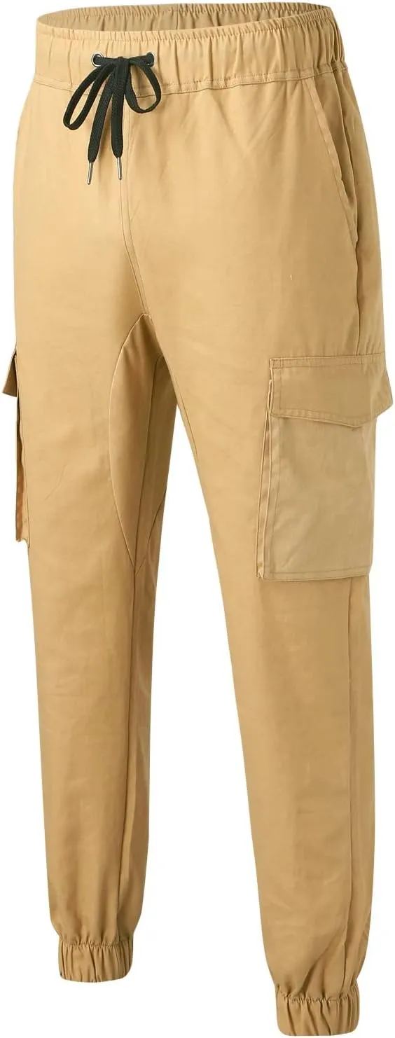 Cargo Pants for Men Big and Tall, Sports Outdoor Trousers Mens Sweatpants with Zipper Fly Tapered Gym Running Workout
