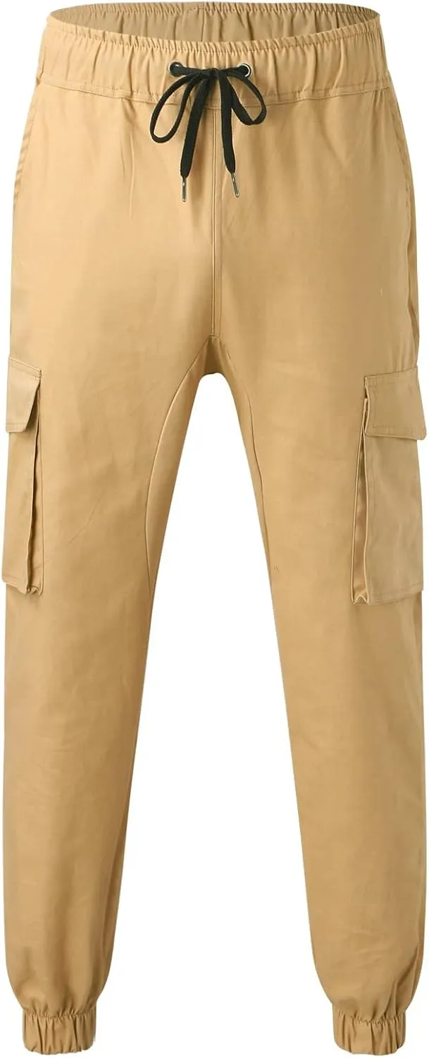 Cargo Pants for Men Big and Tall, Sports Outdoor Trousers Mens Sweatpants with Zipper Fly Tapered Gym Running Workout