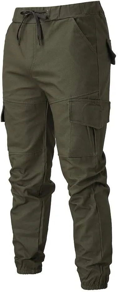 Cargo Pants for Men Relaxed Fit Workwear Casual Cargo Pull On Pants Men's Joggers Pants Athletic Mens Cotton Linen